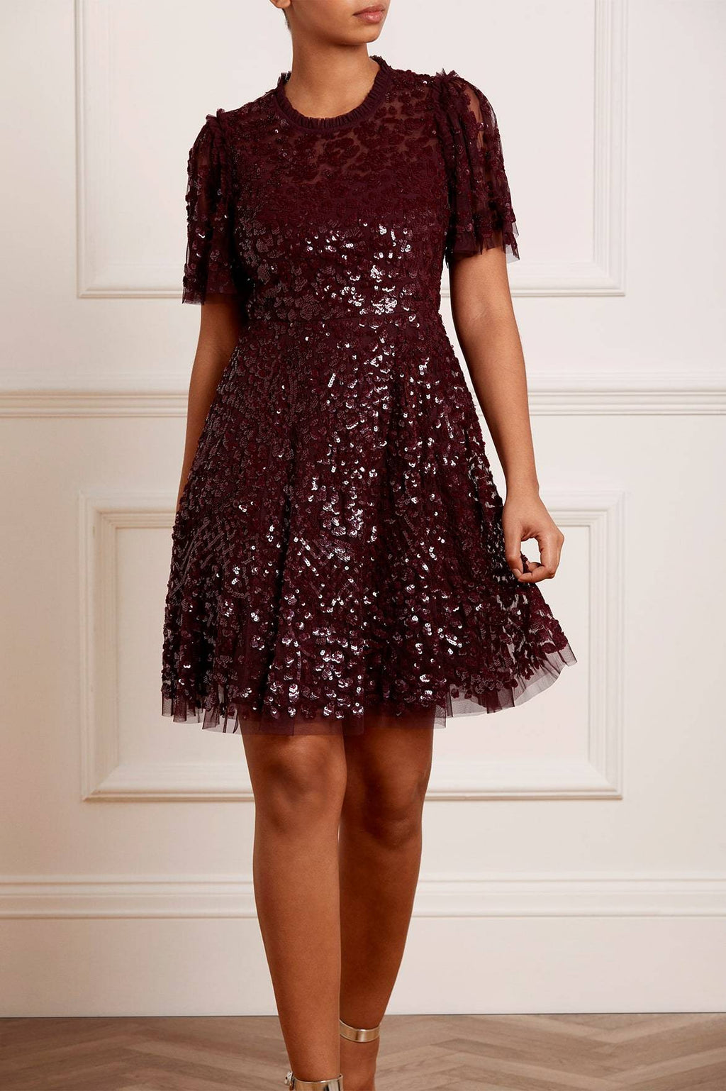 Amalie Sequin Mini Dress – Burgundy ...